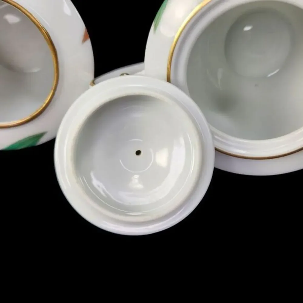 Noritake Canton Creamer Sugar Bowl With Lid Set Gold Trim Bamboo Japan Vtg READ‎